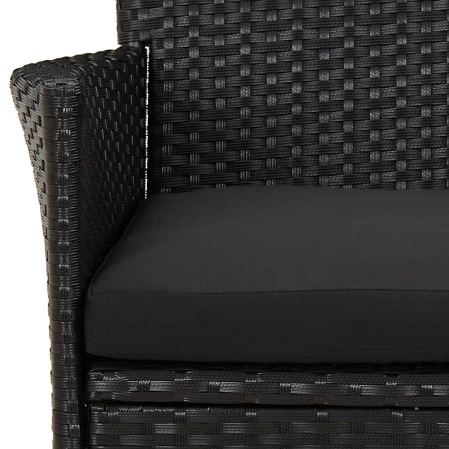 -Delige Tuinset Poly Rattan Zwart 9 190 cm tafellengte