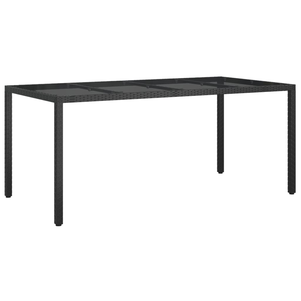 -Delige Tuinset Poly Rattan Zwart 9 190 cm tafellengte