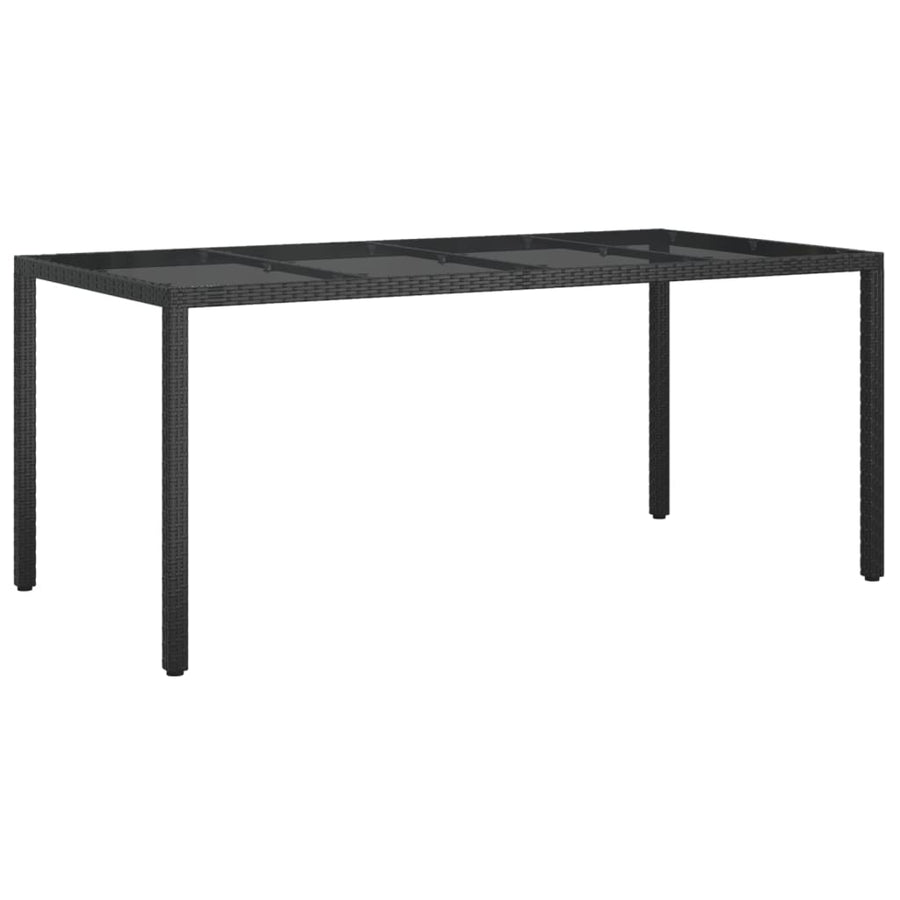 -Delige Tuinset Poly Rattan Zwart 9 190 cm tafellengte