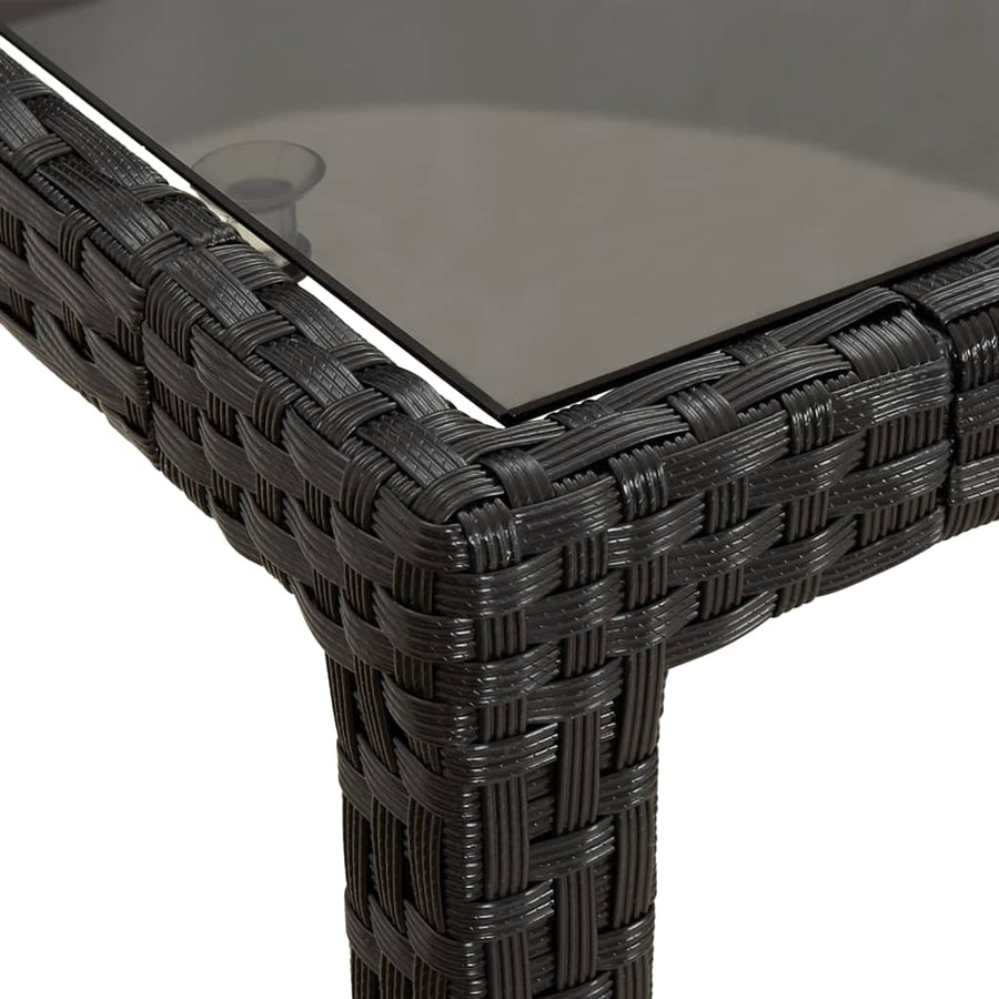 -Delige Tuinset Poly Rattan Zwart 9 190 cm tafellengte