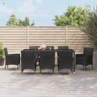 -Delige Tuinset Poly Rattan Zwart 9 190 cm tafellengte