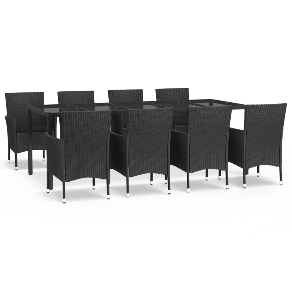 -Delige Tuinset Poly Rattan Zwart 9 250 cm tafellengte