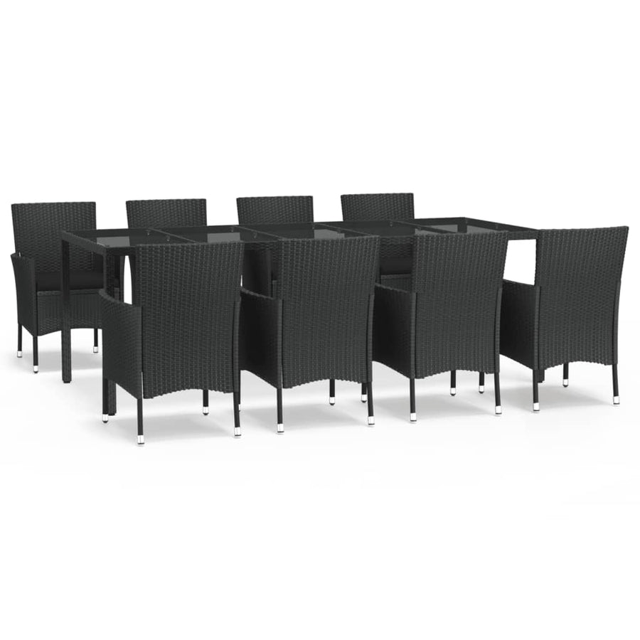 -Delige Tuinset Poly Rattan Zwart 9 250 cm tafellengte