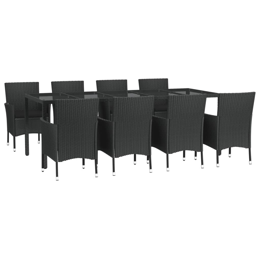 -Delige Tuinset Poly Rattan Zwart 9 250 cm tafellengte