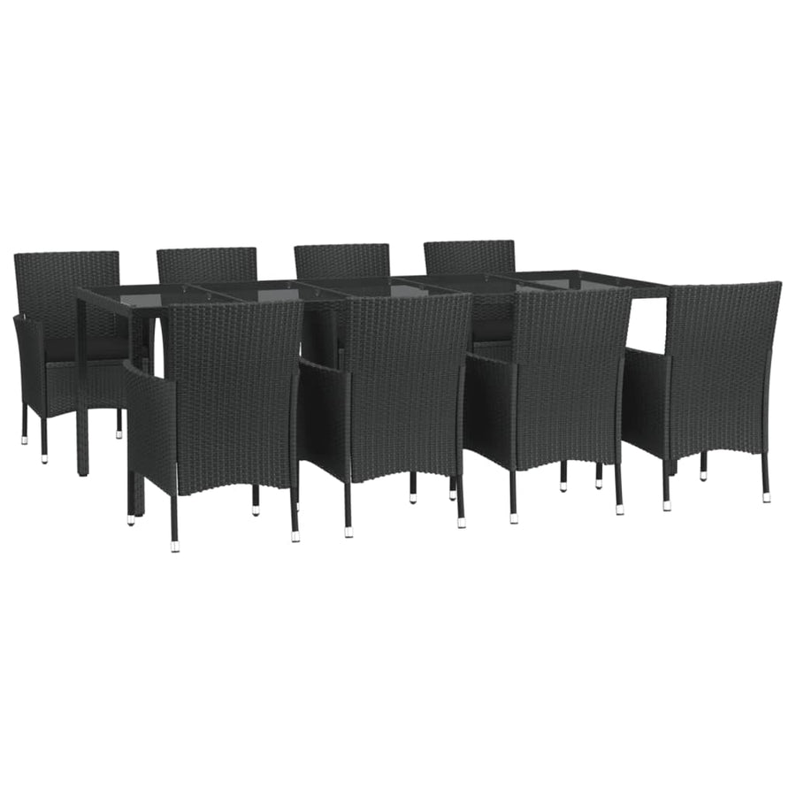 -Delige Tuinset Poly Rattan Zwart 9 250 cm tafellengte