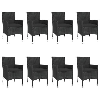 -Delige Tuinset Poly Rattan Zwart 9 250 cm tafellengte