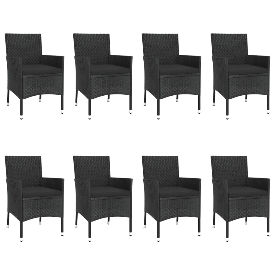 -Delige Tuinset Poly Rattan Zwart 9 250 cm tafellengte