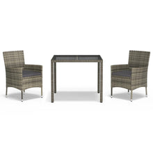 3-Delige Tuinset Met Kussens Poly Rattan Grijs