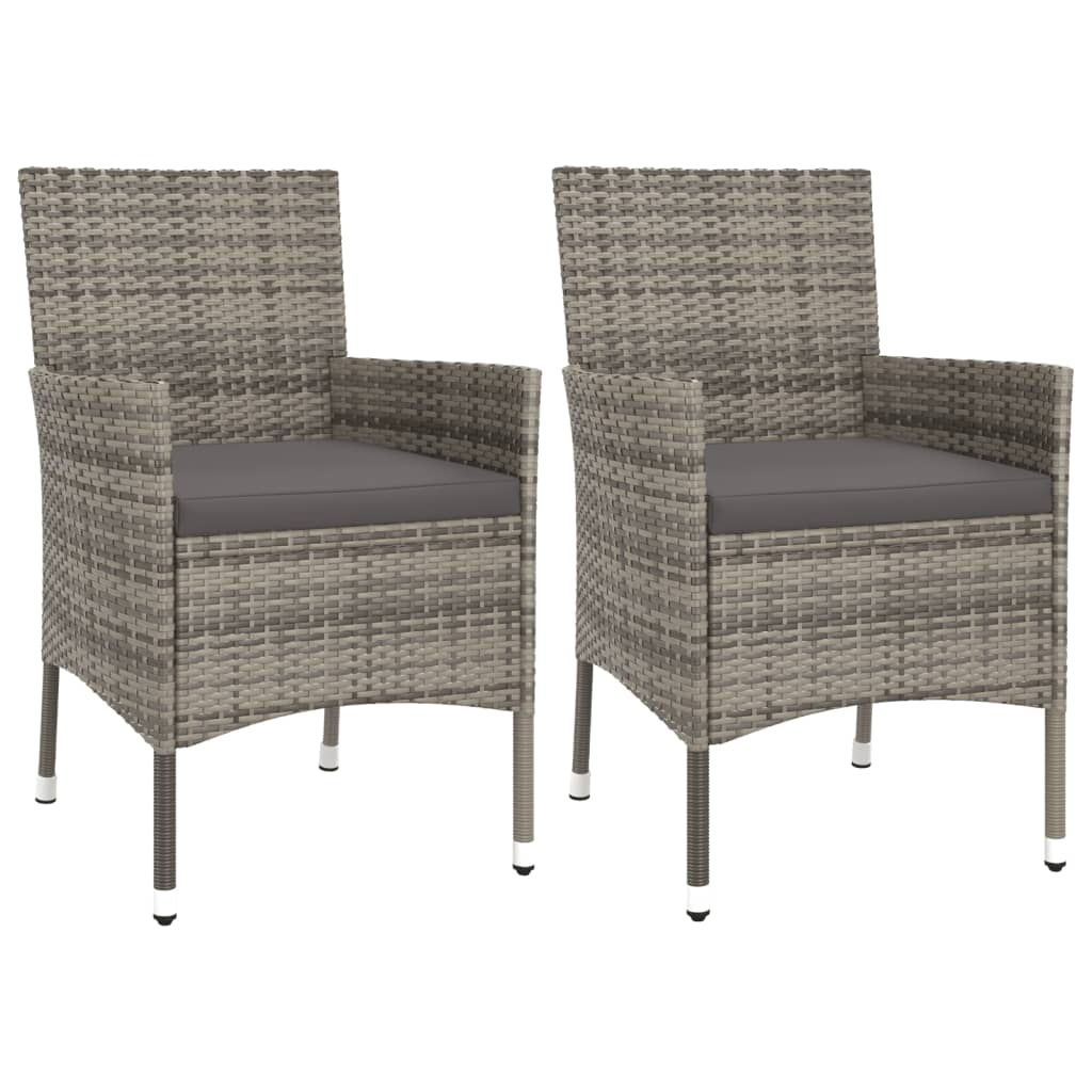 3-Delige Tuinset Met Kussens Poly Rattan Grijs