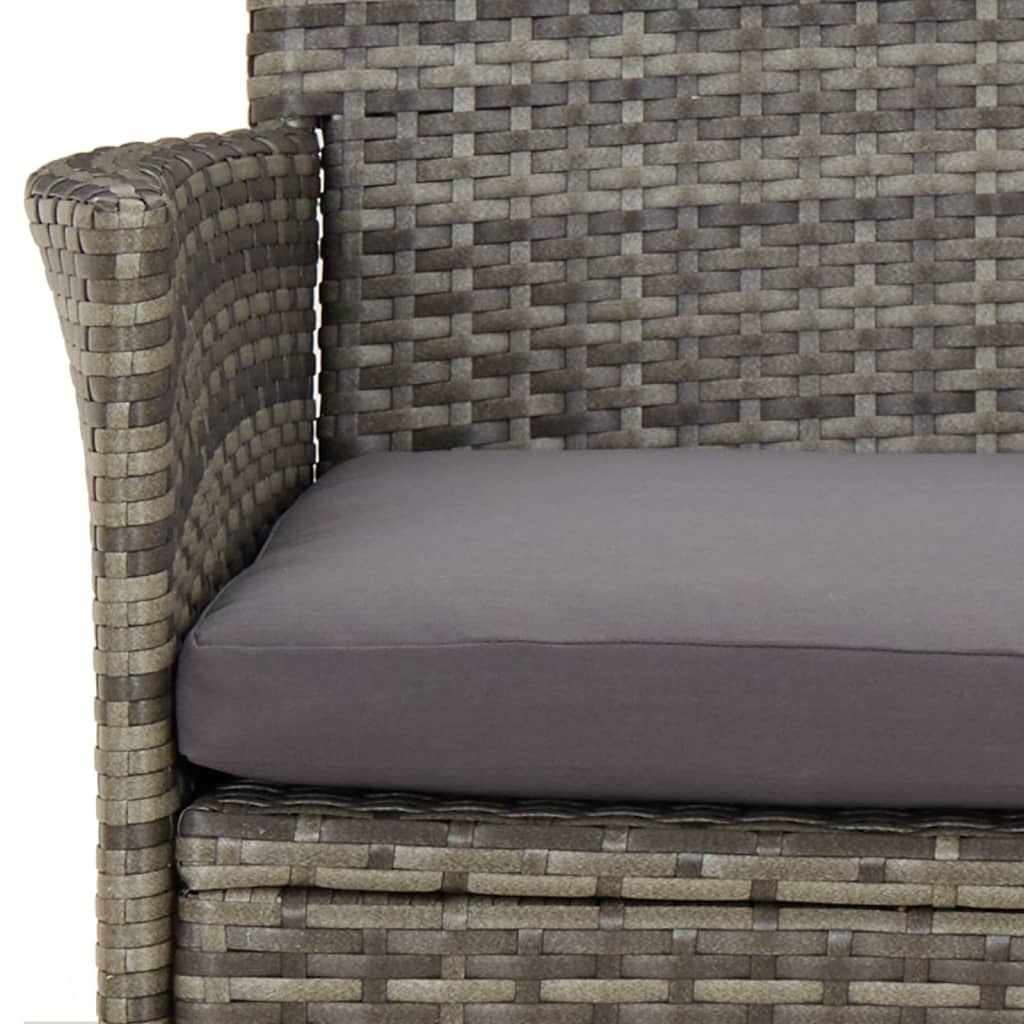 3-Delige Tuinset Met Kussens Poly Rattan Grijs