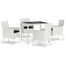 5-delige Tuinset met kussens poly rattan wit