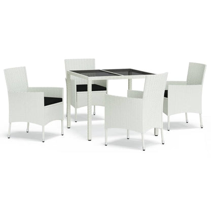 5-delige Tuinset met kussens poly rattan wit