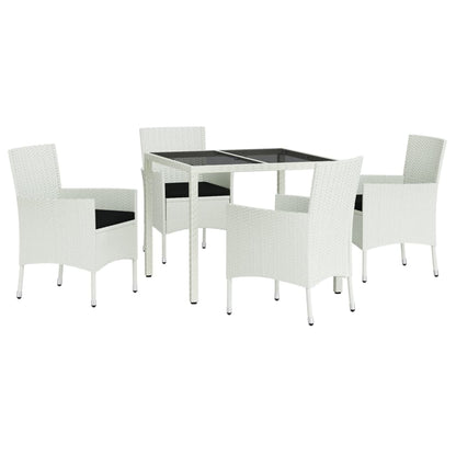 5-delige Tuinset met kussens poly rattan wit
