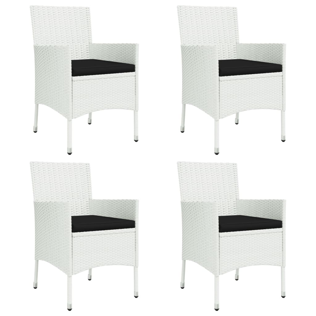 5-delige Tuinset met kussens poly rattan wit