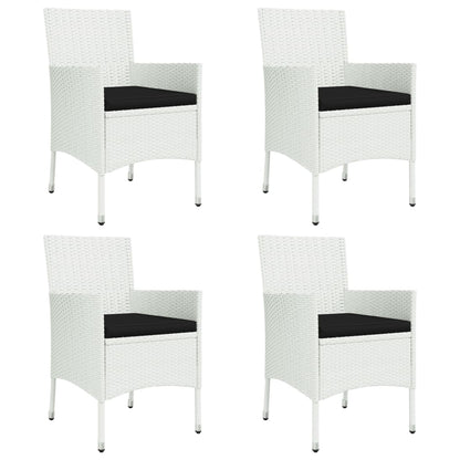 5-delige Tuinset met kussens poly rattan wit