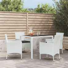 5-delige Tuinset met kussens poly rattan wit
