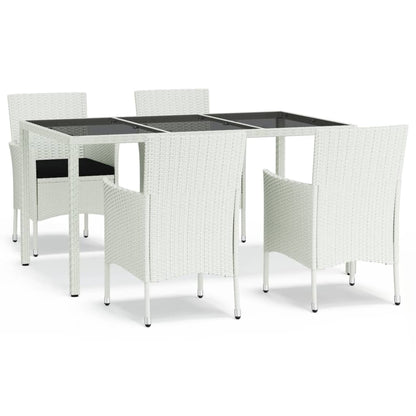 5-Delige Tuinset Met Kussens Poly Rattan Wit 4