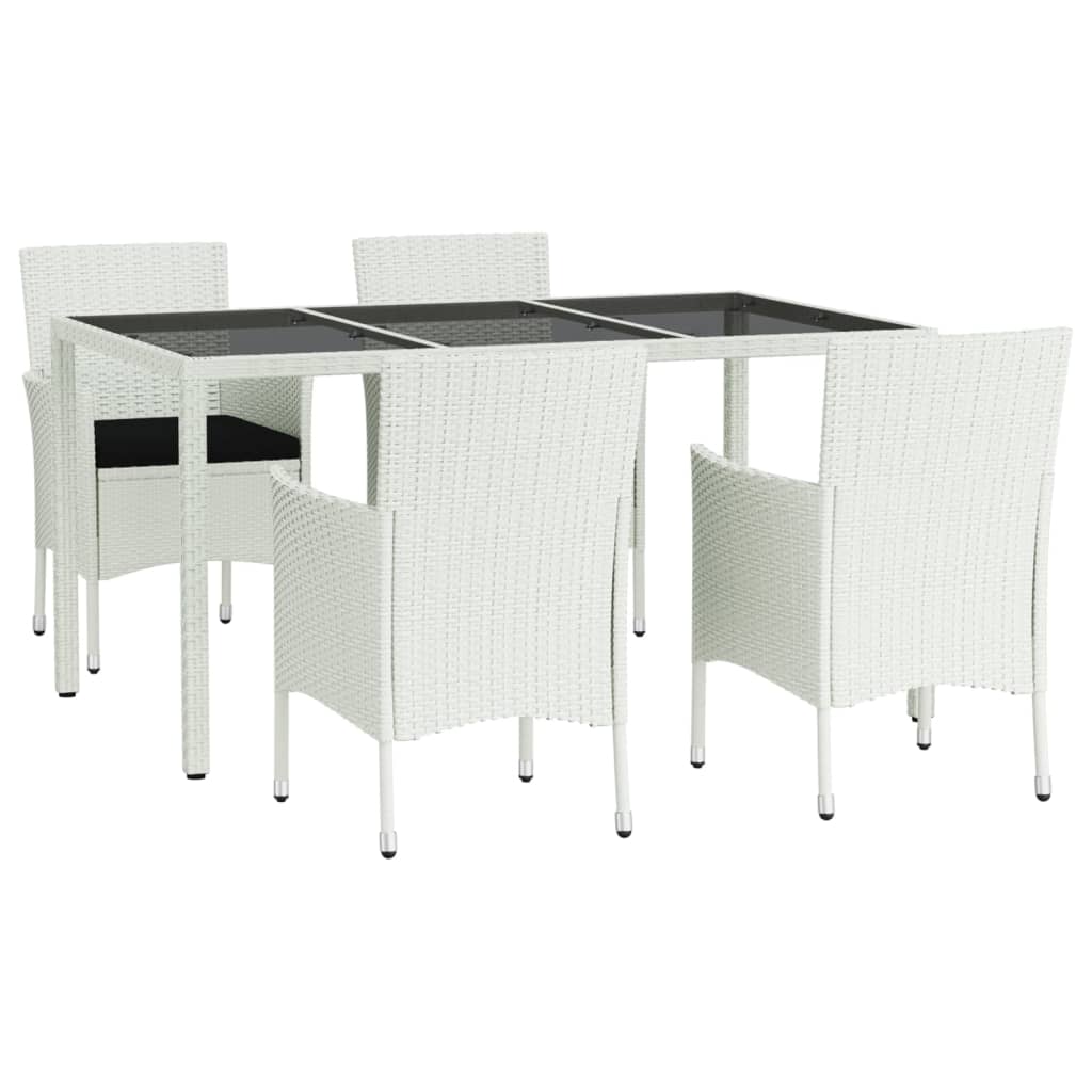 5-Delige Tuinset Met Kussens Poly Rattan Wit 4