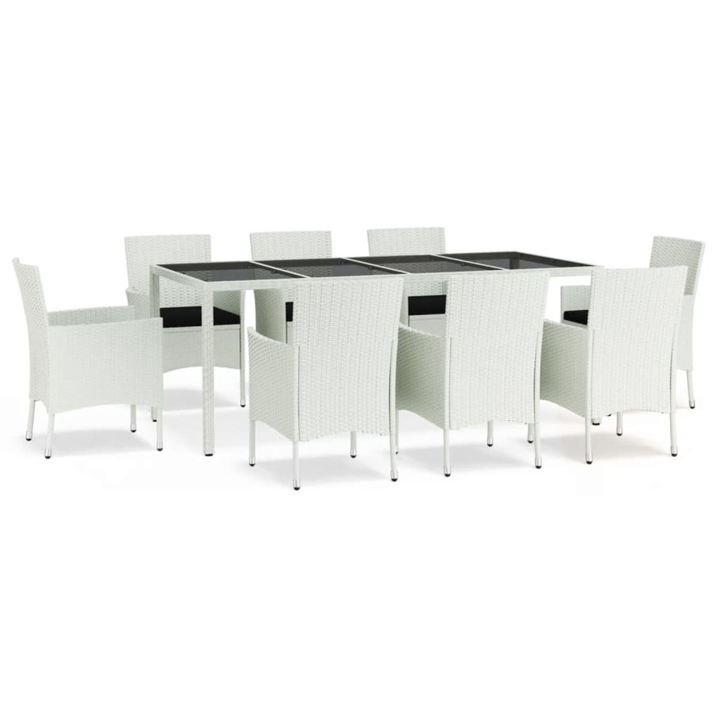 9-Delige Tuinset Met Kussens Poly Rattan Wit 8