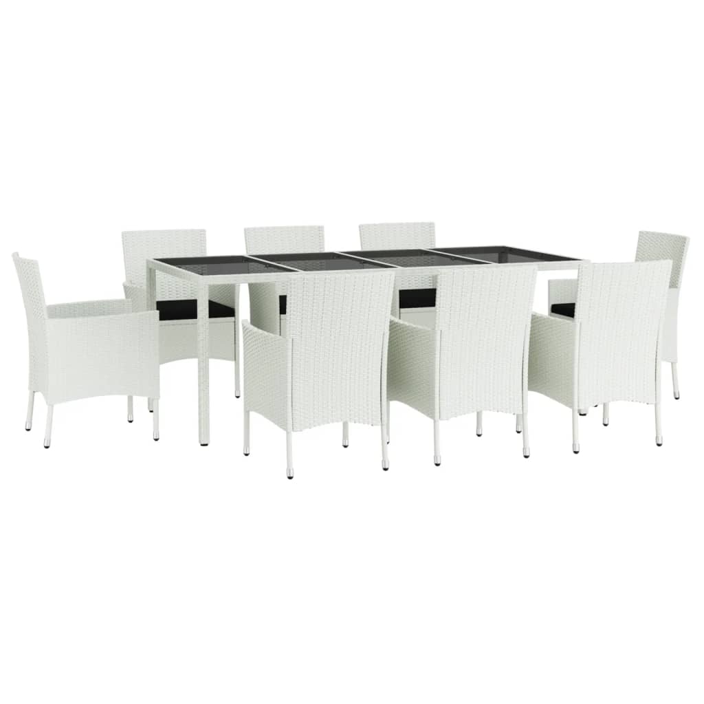 9-Delige Tuinset Met Kussens Poly Rattan Wit 8