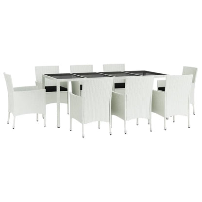 9-Delige Tuinset Met Kussens Poly Rattan Wit 8