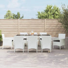 -Delige Tuinset Met Kussens Poly Rattan Wit 9 190 cm tafellengte