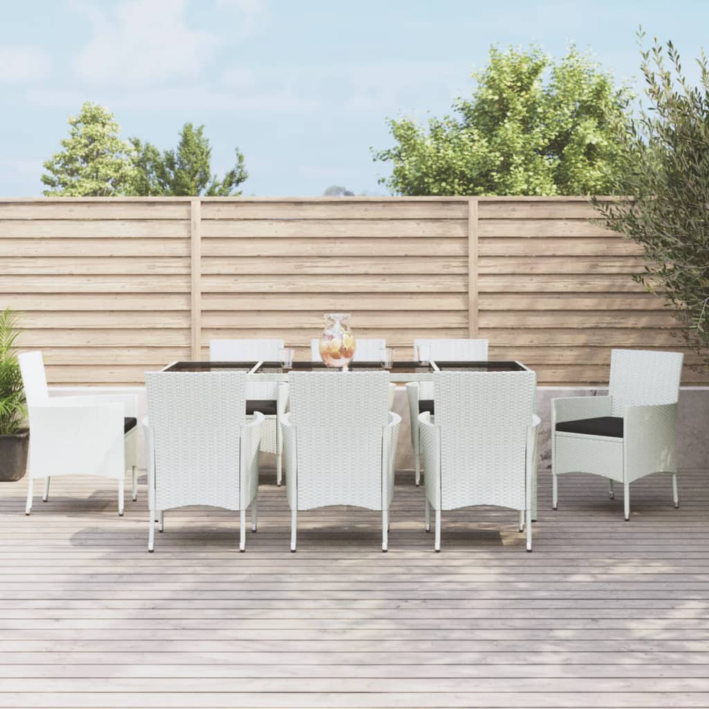 9-Delige Tuinset Met Kussens Poly Rattan Wit 8