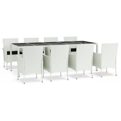 9-Delige Tuinset Met Kussens Poly Rattan Wit 8