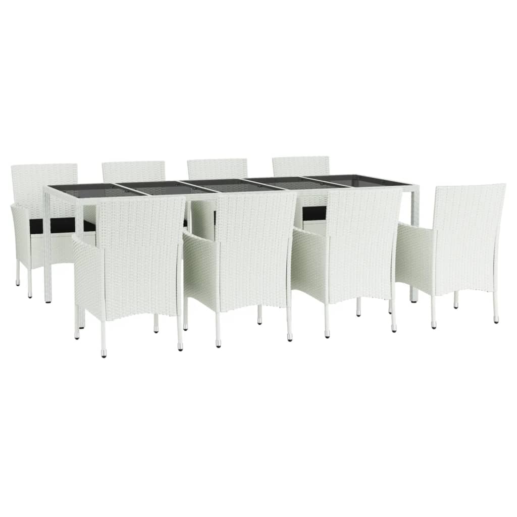 9-Delige Tuinset Met Kussens Poly Rattan Wit 8