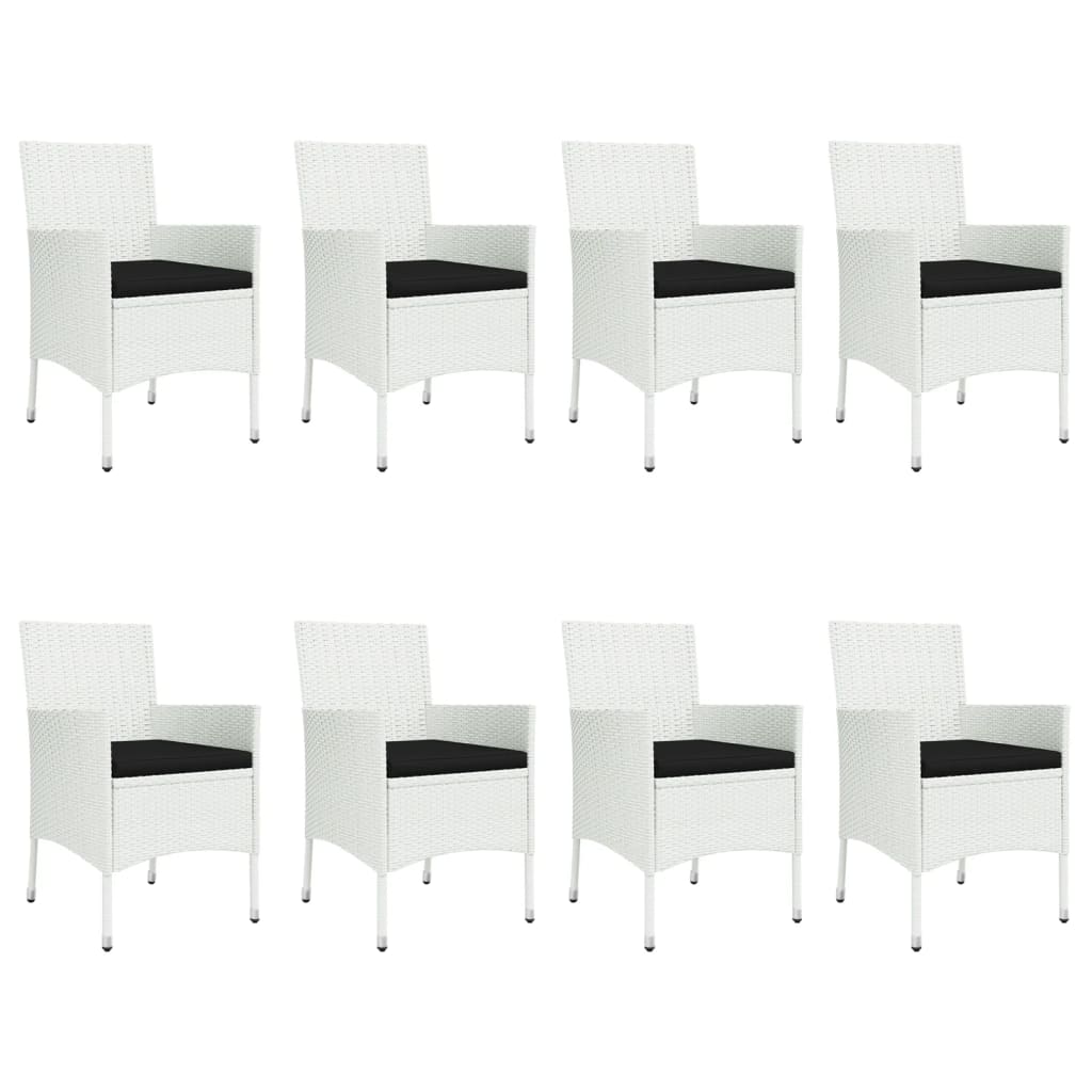 9-Delige Tuinset Met Kussens Poly Rattan Wit 8