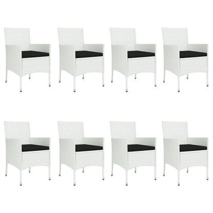 9-Delige Tuinset Met Kussens Poly Rattan Wit 8