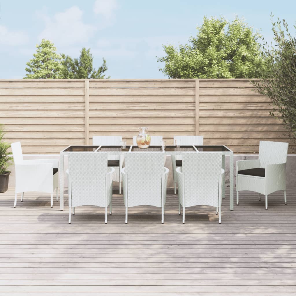 9-Delige Tuinset Met Kussens Poly Rattan Wit 8
