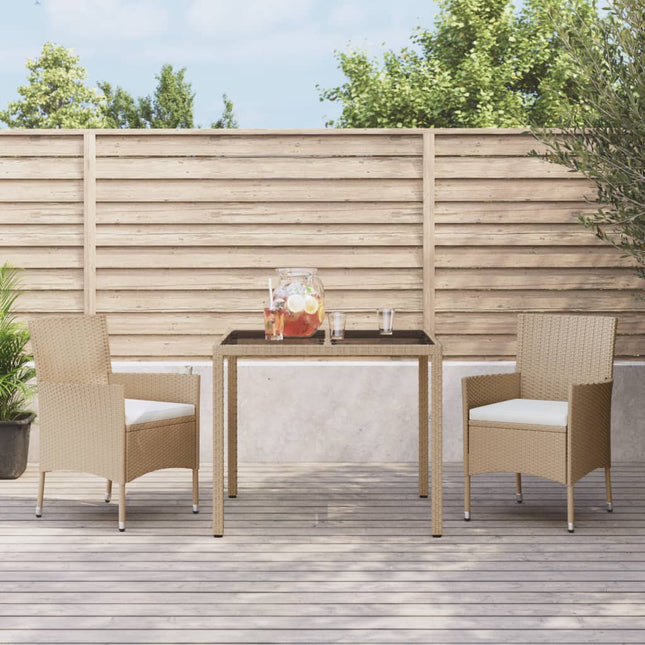 -Delige Tuinset Met Kussens Poly Rattan Beige 3 90 cm tafellengte