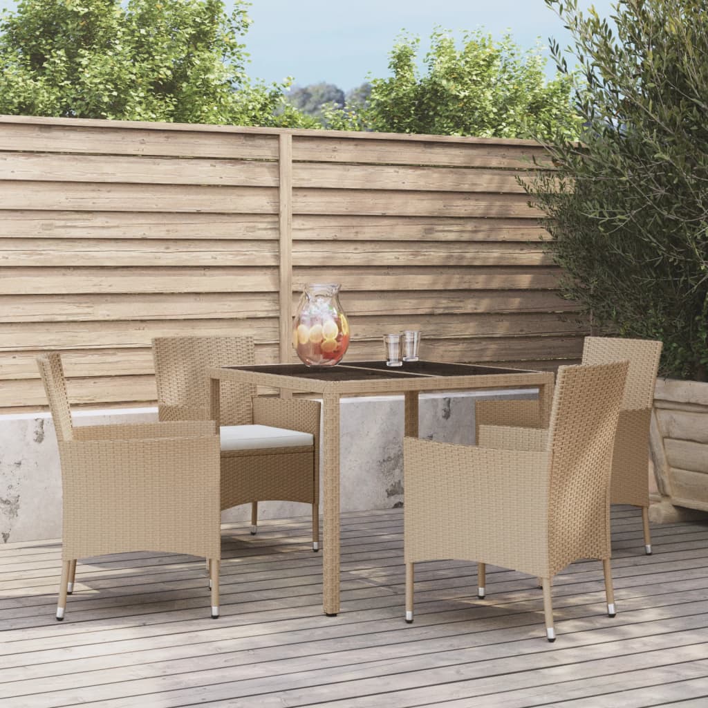 5-Delige Tuinset Met Kussens Poly Rattan Beige 4