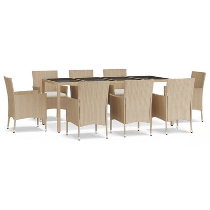 9-Delige Tuinset Met Kussens Poly Rattan Beige 8