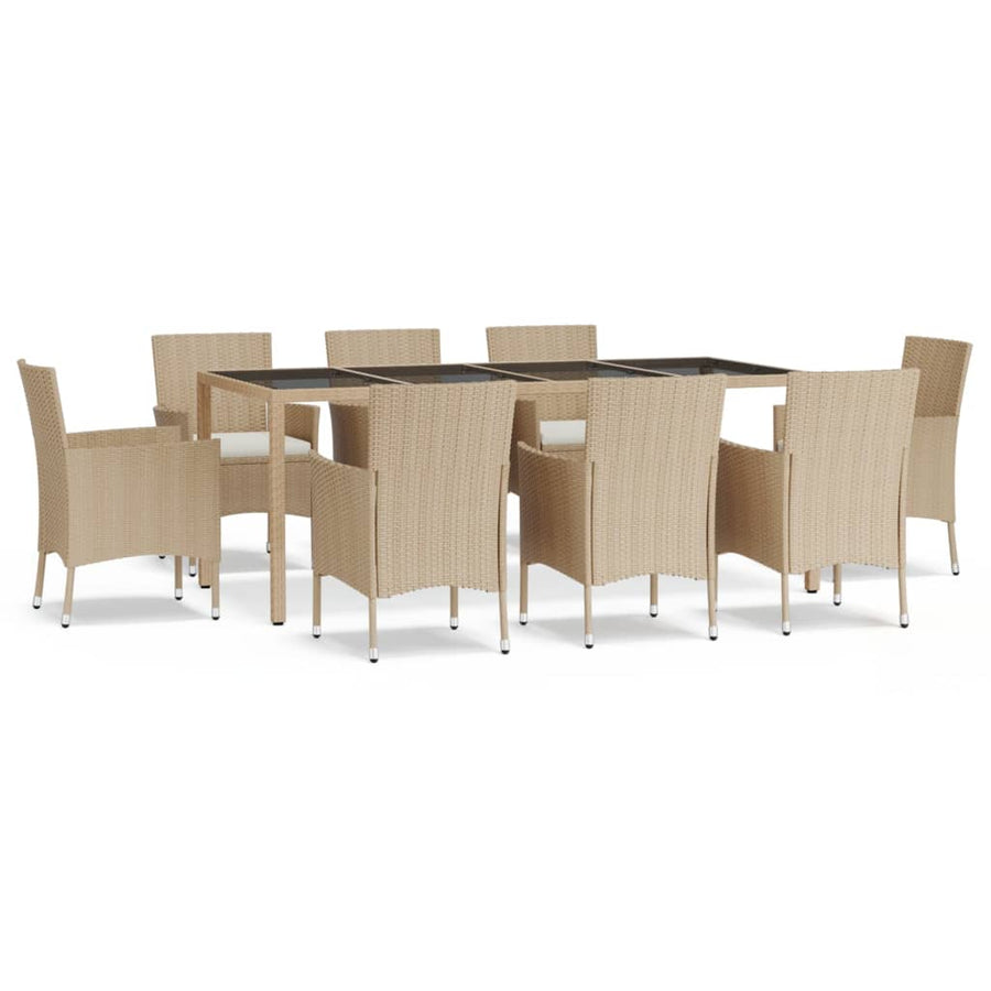 9-Delige Tuinset Met Kussens Poly Rattan Beige 8