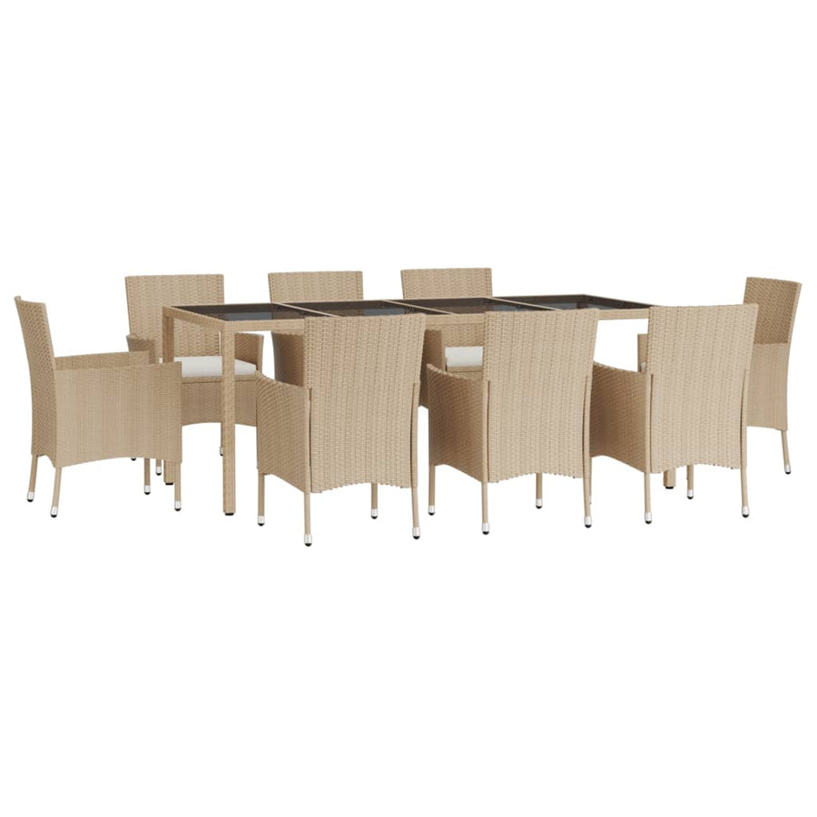 9-Delige Tuinset Met Kussens Poly Rattan Beige 8