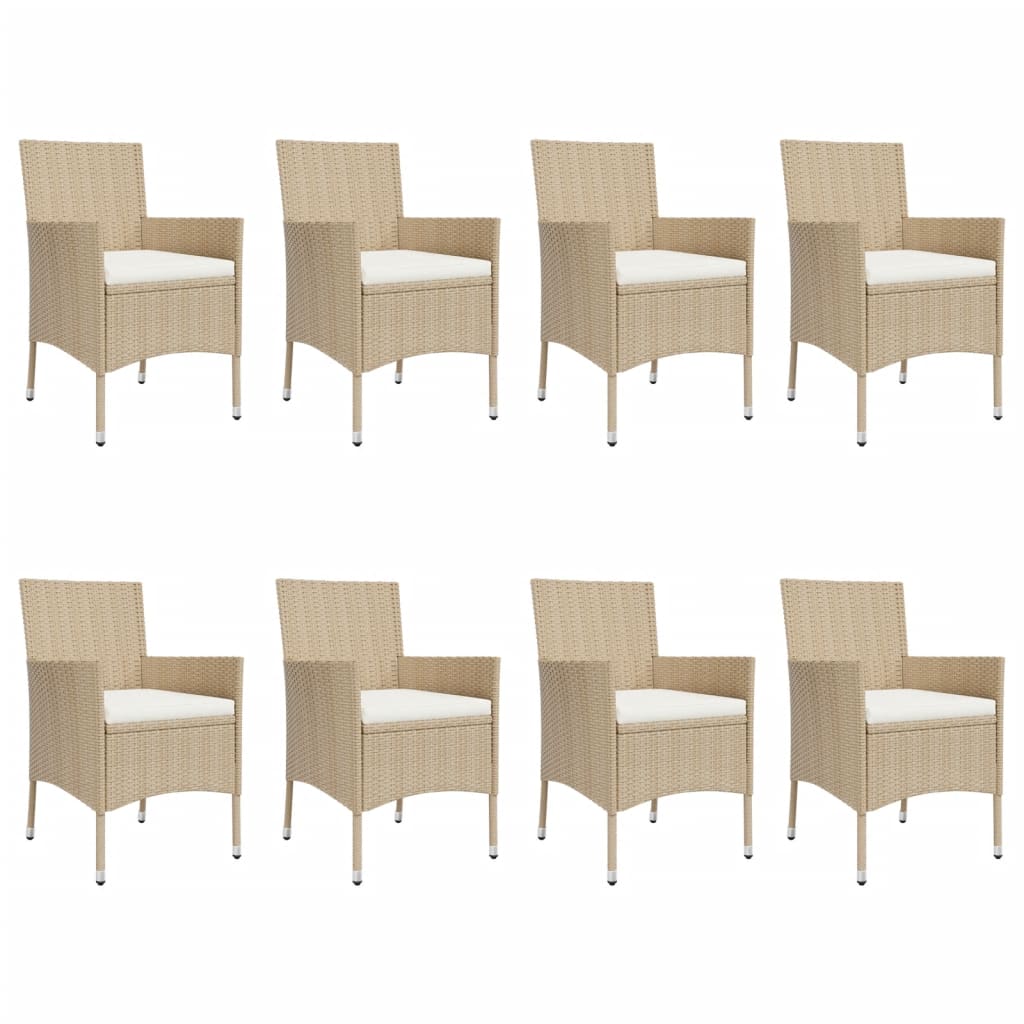 9-Delige Tuinset Met Kussens Poly Rattan Beige 8