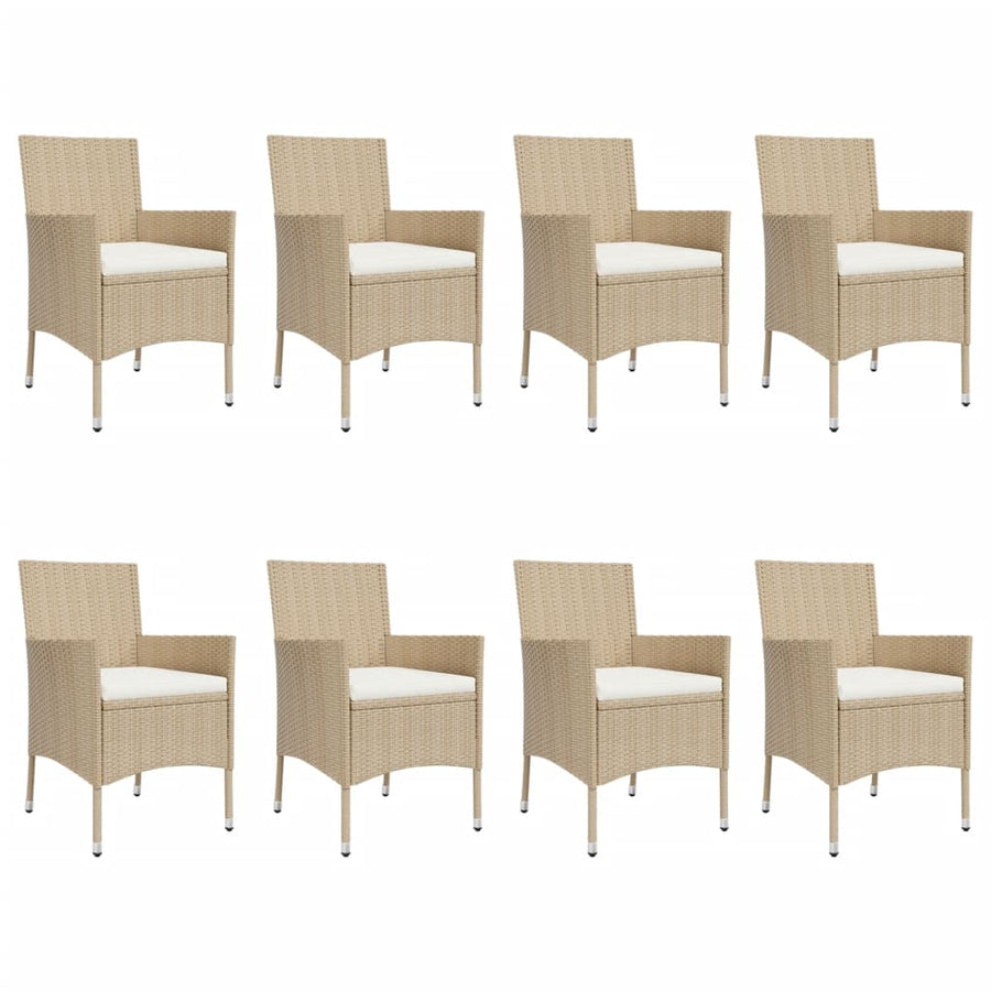 9-Delige Tuinset Met Kussens Poly Rattan Beige 8