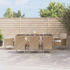 Tuinset 9-delig poly rattan beige