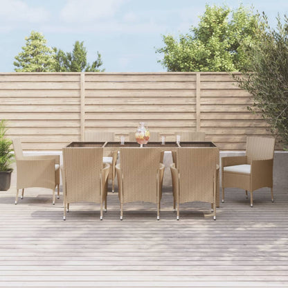 9-Delige Tuinset Met Kussens Poly Rattan Beige 8