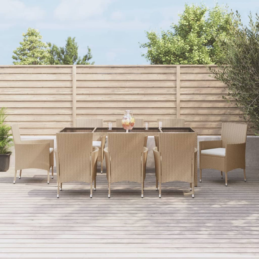 9-Delige Tuinset Met Kussens Poly Rattan Beige 8