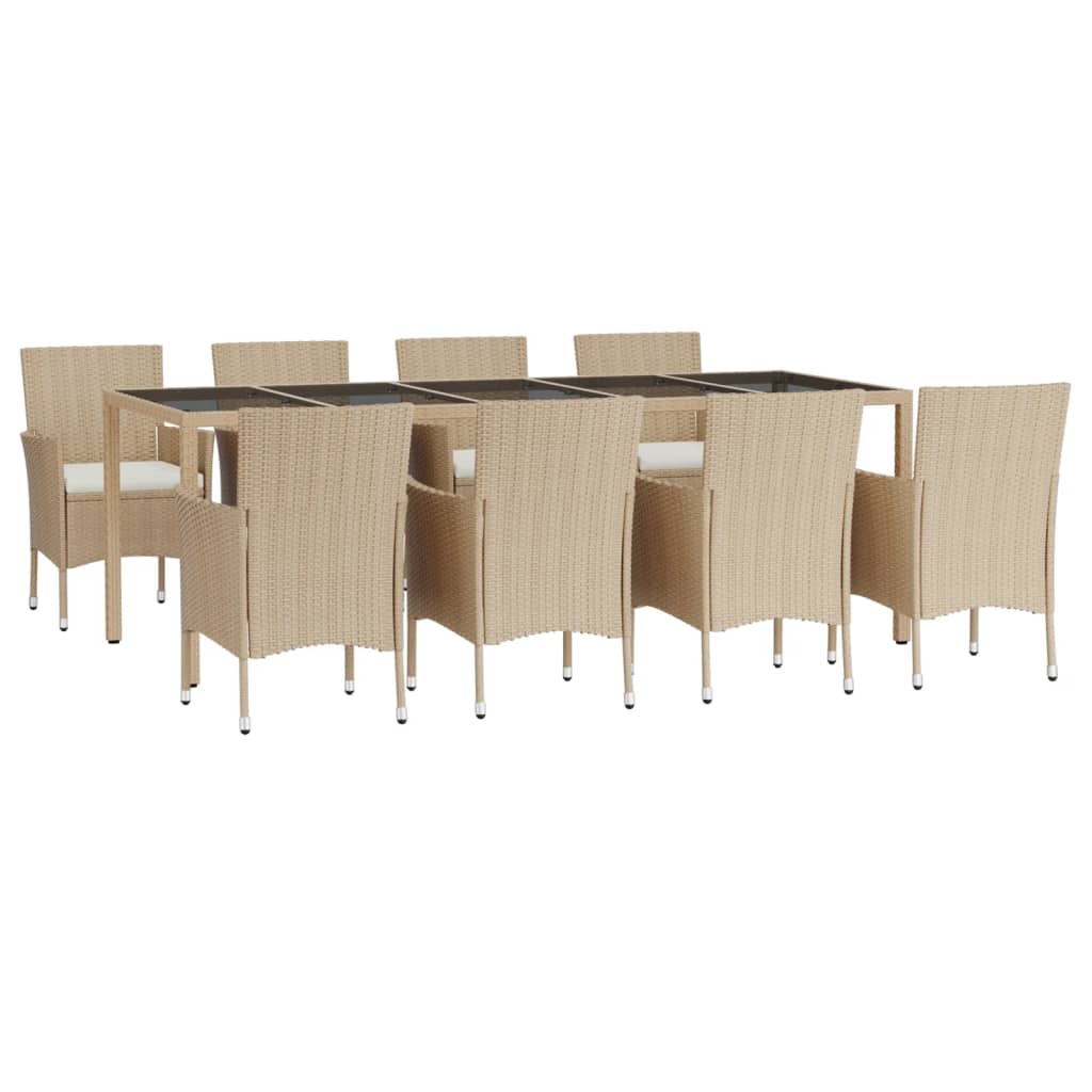 9-Delige Tuinset Met Kussens Poly Rattan Beige 8