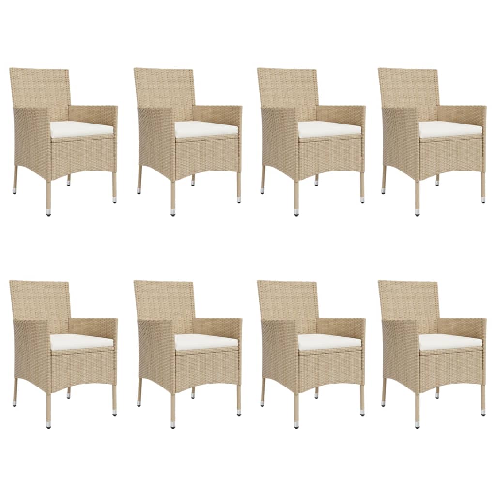 9-Delige Tuinset Met Kussens Poly Rattan Beige 8
