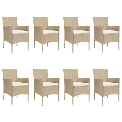 9-Delige Tuinset Met Kussens Poly Rattan Beige 8