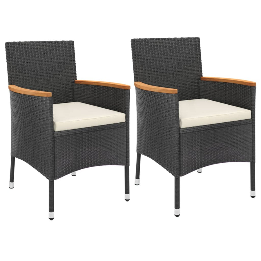 3-delige Tuinset met kussens poly rattan zwart