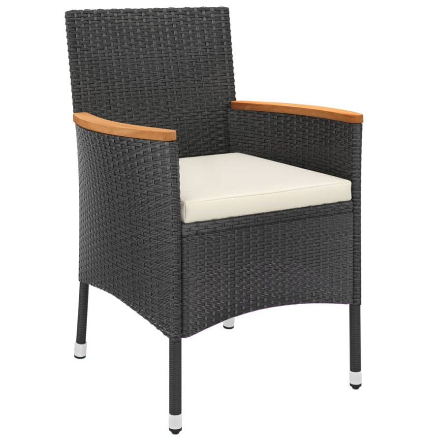 3-delige Tuinset met kussens poly rattan zwart