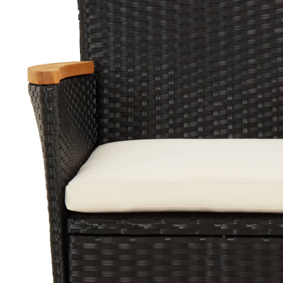 3-delige Tuinset met kussens poly rattan zwart
