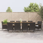 -Delige Tuinset Met Kussens Poly Rattan Zwart 11 250 cm tafellengte