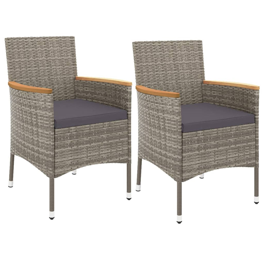3-delige Tuinset met kussens poly rattan grijs
